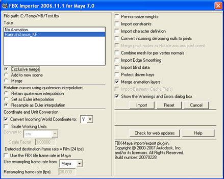 Maya Import Options